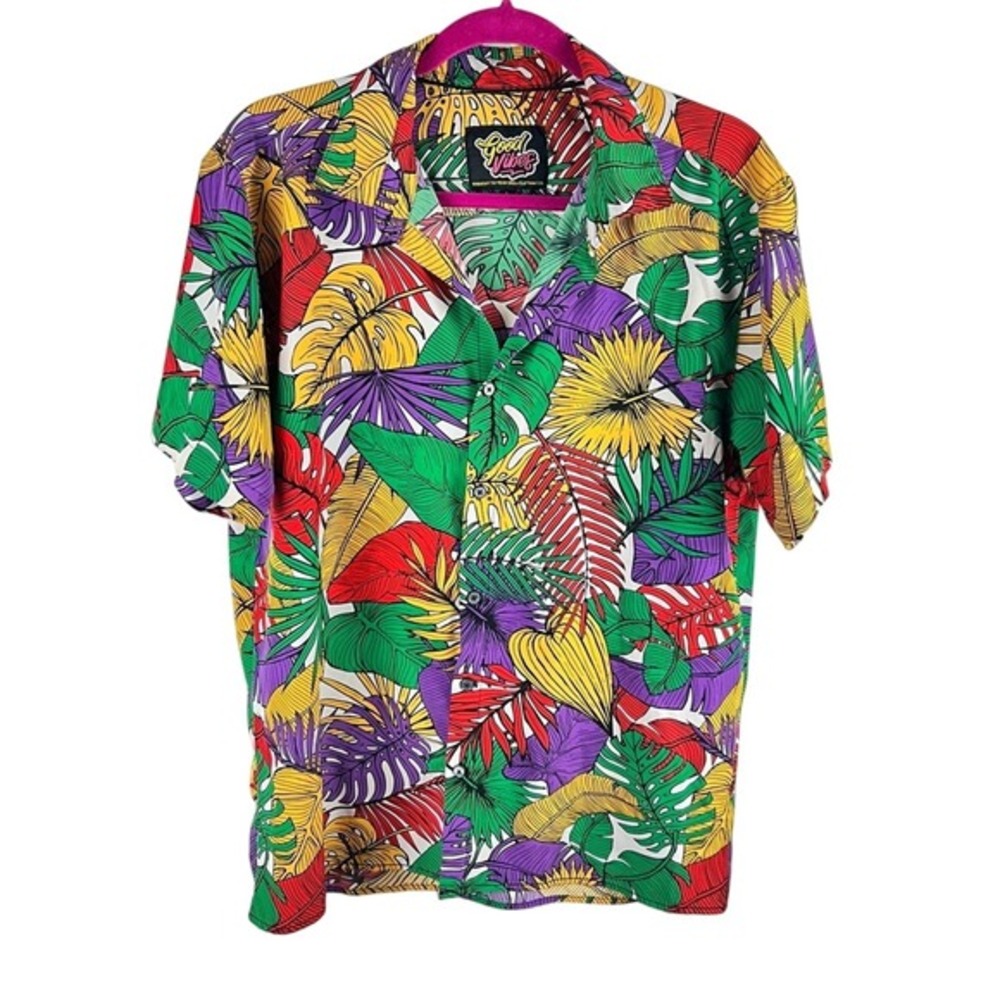 Good Vibes Tropical Button-Up‎ Shirt | Size L | Festival-Ready & Vacation Vibes